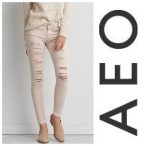 American Eagle Ripped Jegging Jeans Blush Pink 6